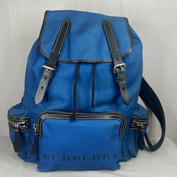 BURBERRY 
Nylon Logo Print Large Rucksack Backpack Bright Blue - Picture 2 of 12